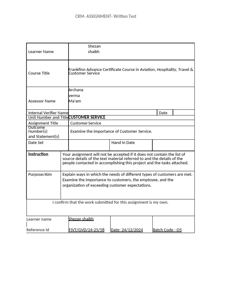 CRM-Written - Assignment Copy Hanzala | PDF | Employee Retention ...