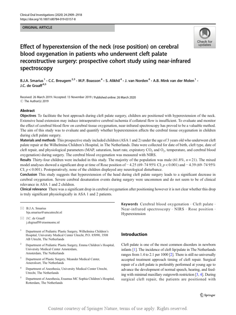 Impact of Rose Position on Cerebral Oxygenation | PDF | Clinical ...