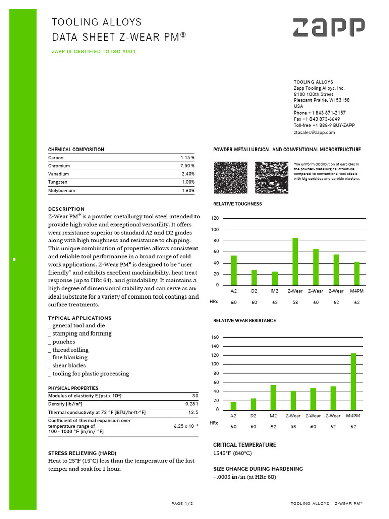 Z-Wear PM® Tool Steel Overview | PDF | Heat Treating | Building Engineering