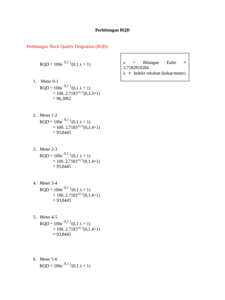 Perhitungan RQD Dan SMR | PDF