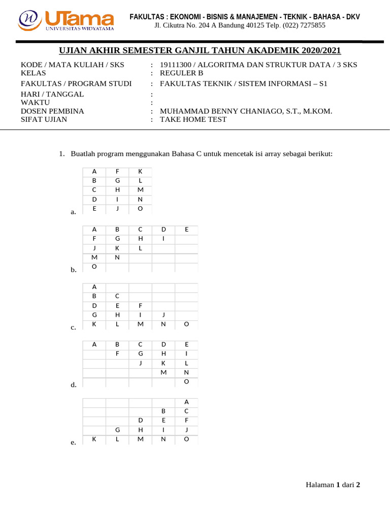 UAS Algoritma dan Struktur Data C | PDF