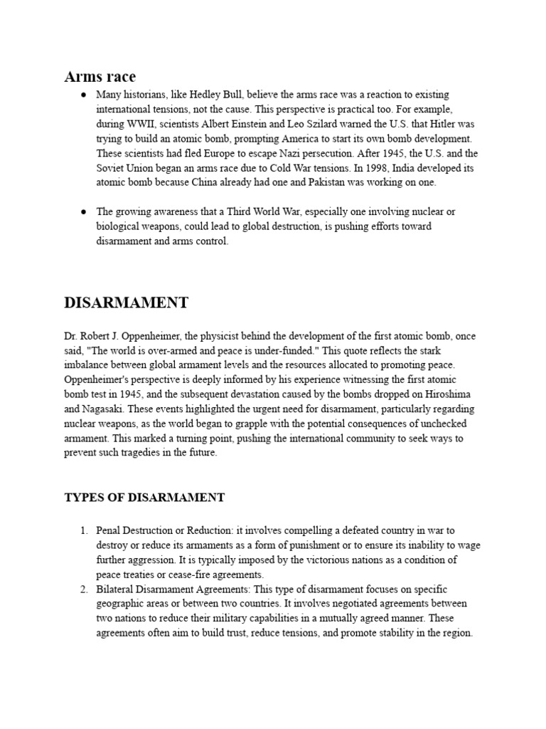Understanding Arms Race and Disarmament | PDF | Arms Control | Nuclear ...