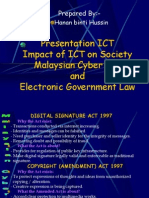 Presentation ICT Impact of ICT On Society Malaysian Cyber Law and Electronic Government Law