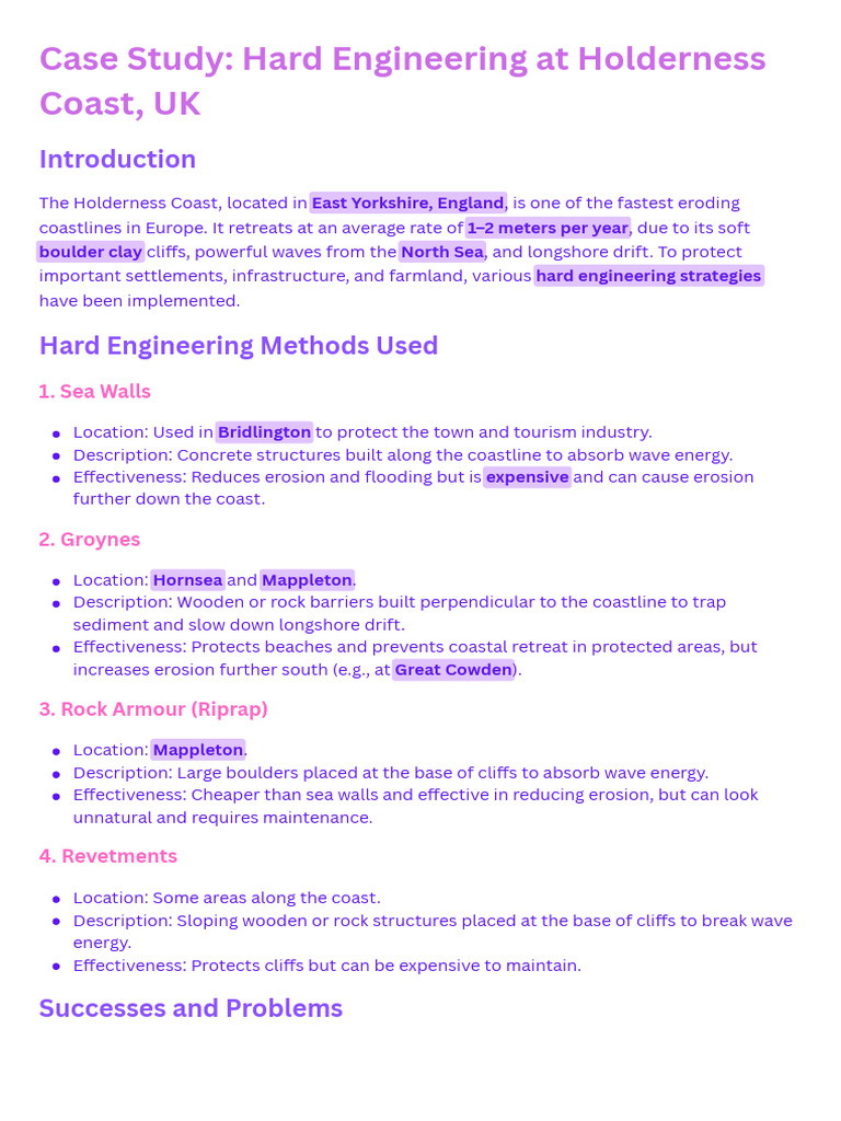 Hard Engineering Strategies at Holderness Coast | PDF