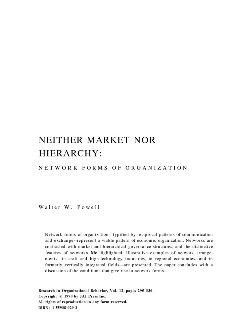 Powell D Network Forms Of Organization Trust Emotion - 