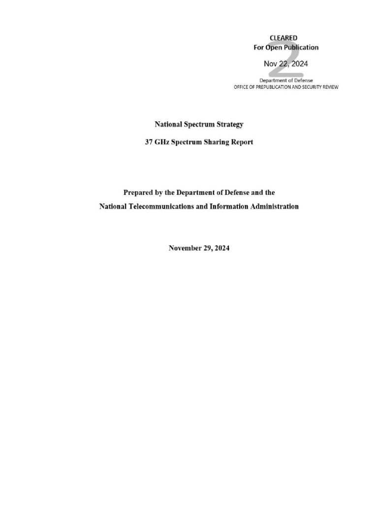 National Spectrum Strategy 37 GHZ Spectrum Sharing Report | PDF