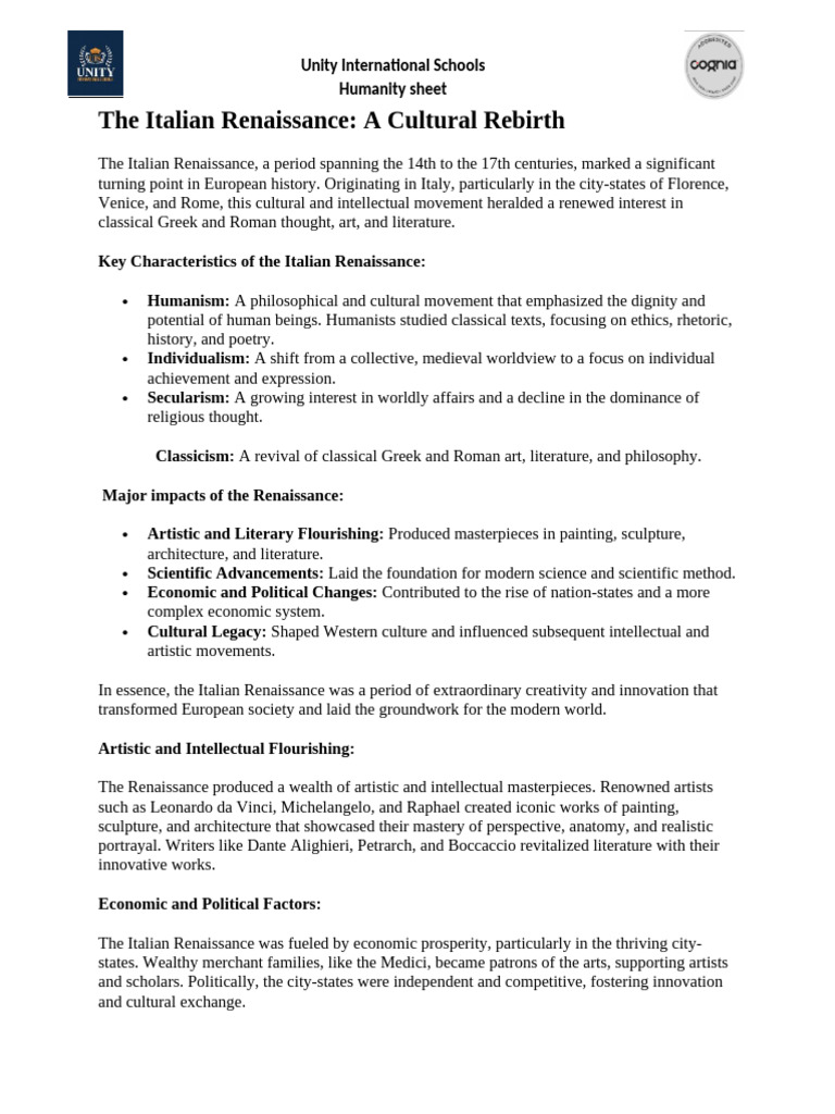 The Italian Renaissance2f54T | PDF | Renaissance | Italian Renaissance