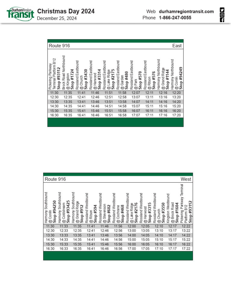 Christmas Day Transit Schedule 2024 | PDF
