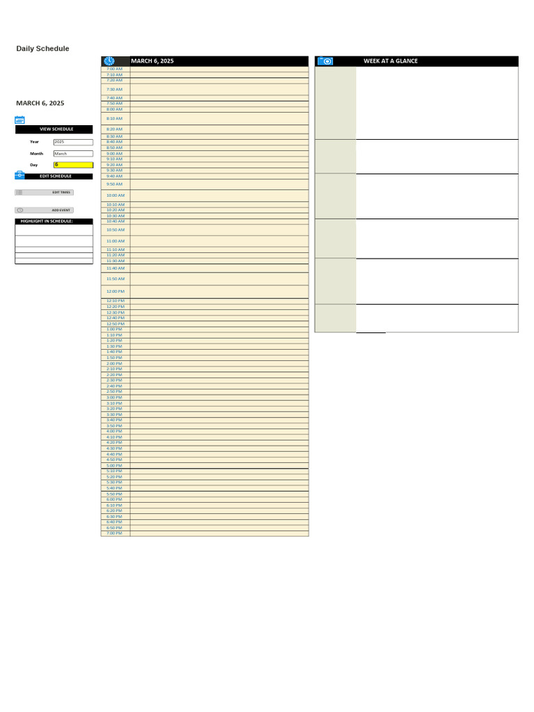 Daily Schedule for March 6, 2025 | PDF