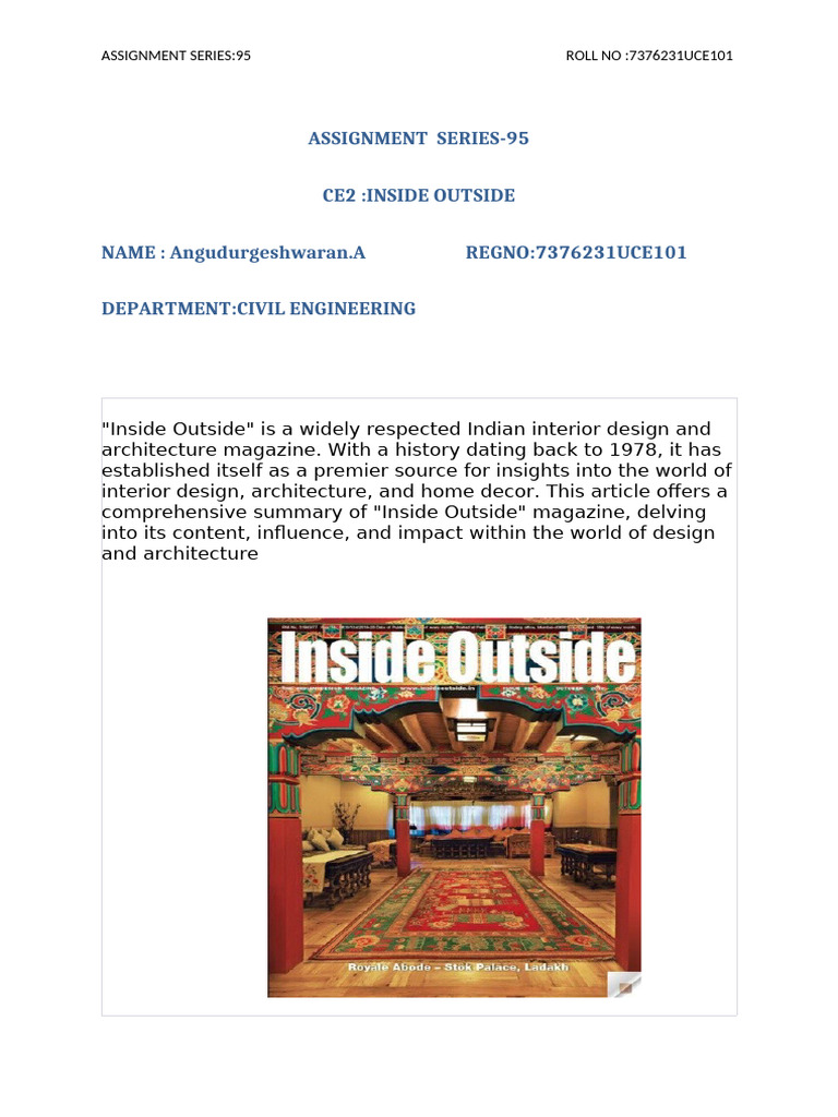 Angudurgeshwaran.A Assignment 95 | PDF | Interior Design | Landscape