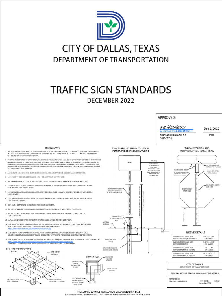Minimum Size for Ignore Traffic Sign | PDF | Screw | Galvanization