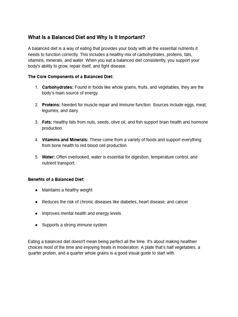 Importance of a Balanced Diet Explained | PDF