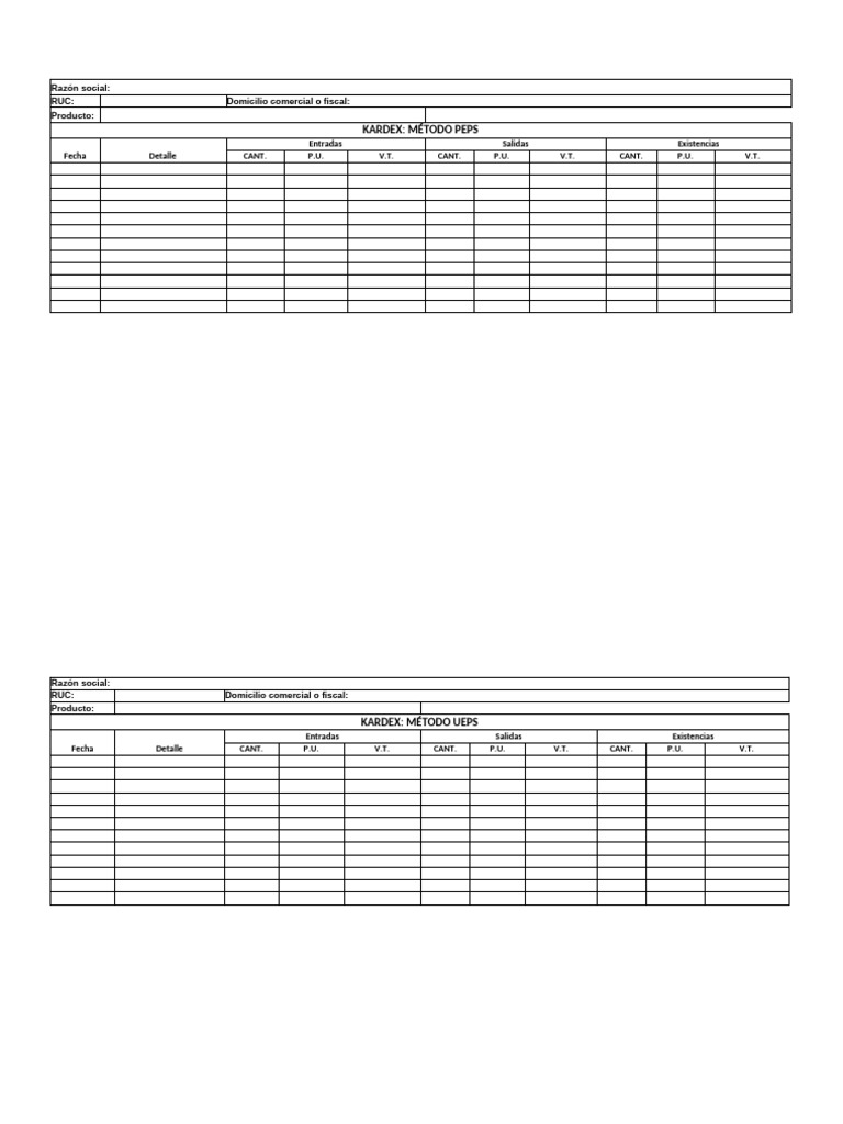 Formato de Kardex PEPS y UEPS | PDF