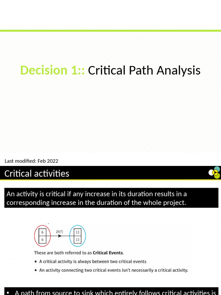 Critical Path Analysis Guide | PDF