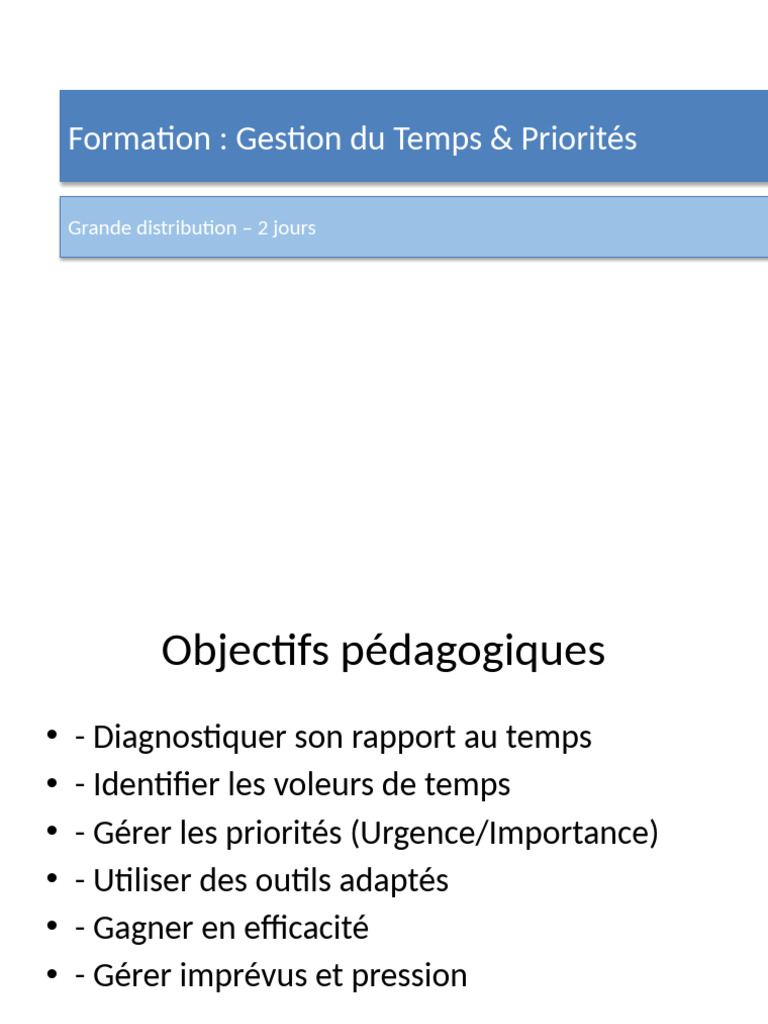 Formation Gestion du Temps et Priorités | PDF