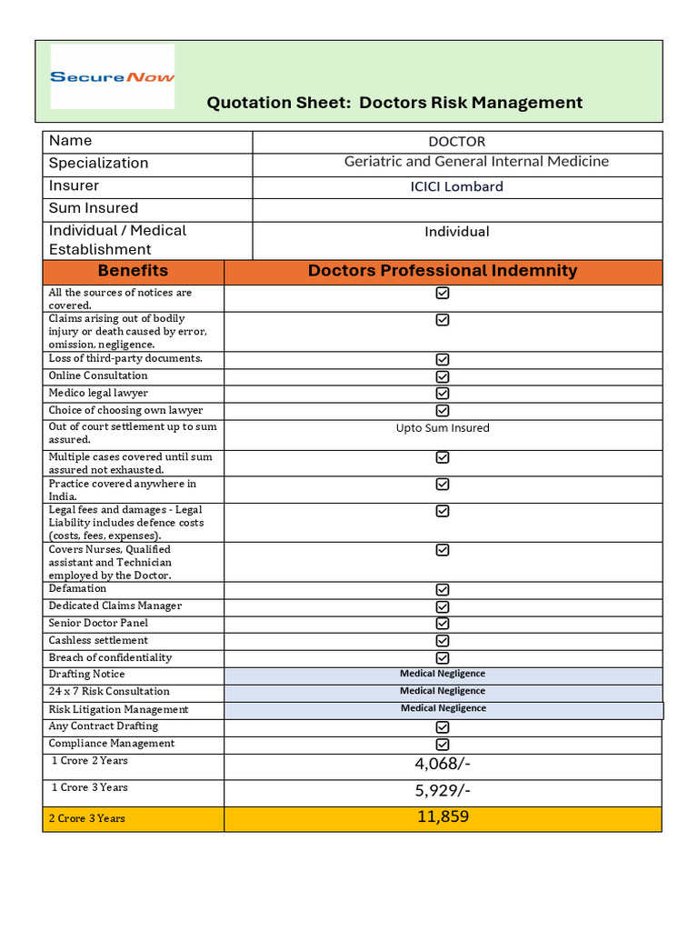 Geriatric and General Internal Medicine Quotation | PDF | Liability ...