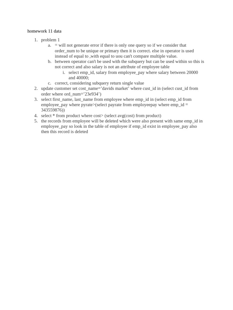 SQL Query Homework Analysis | PDF