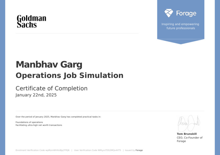 Forage Certificate Verification: Manbhav Garg | PDF