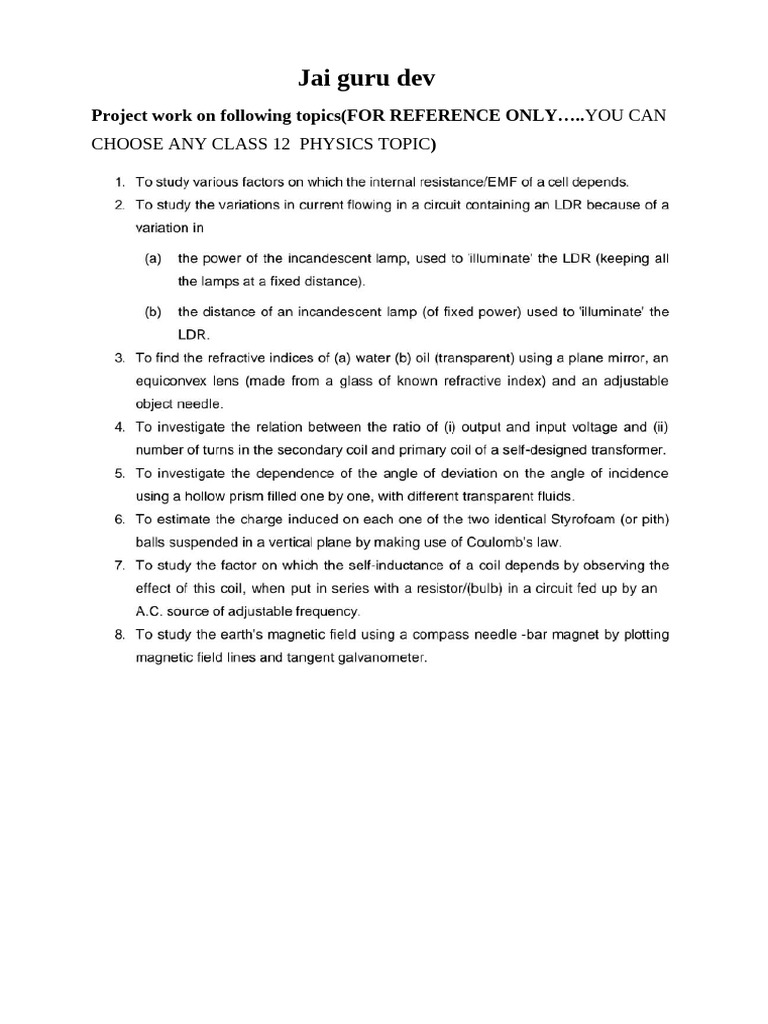 Physics Project Formatting Guidelines | PDF