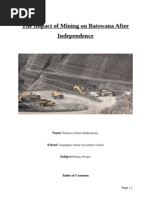 The Impact of Mining on Batswana After Independence1