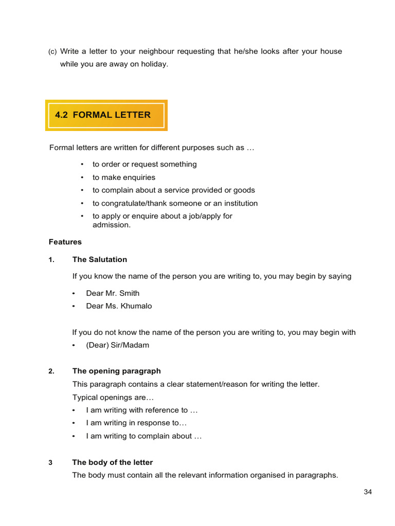 Formal Letter Format Examples For Each Type of Letter | PDF