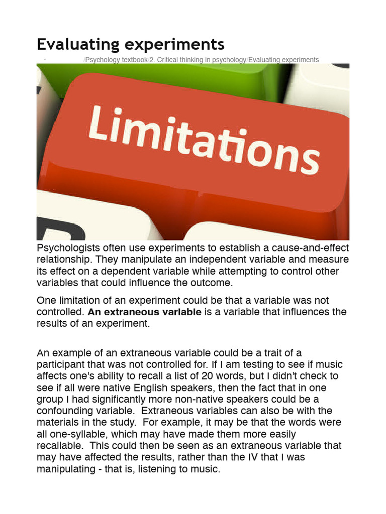 Evaluating Experimental Methodology in Psychology | PDF | Experiment ...