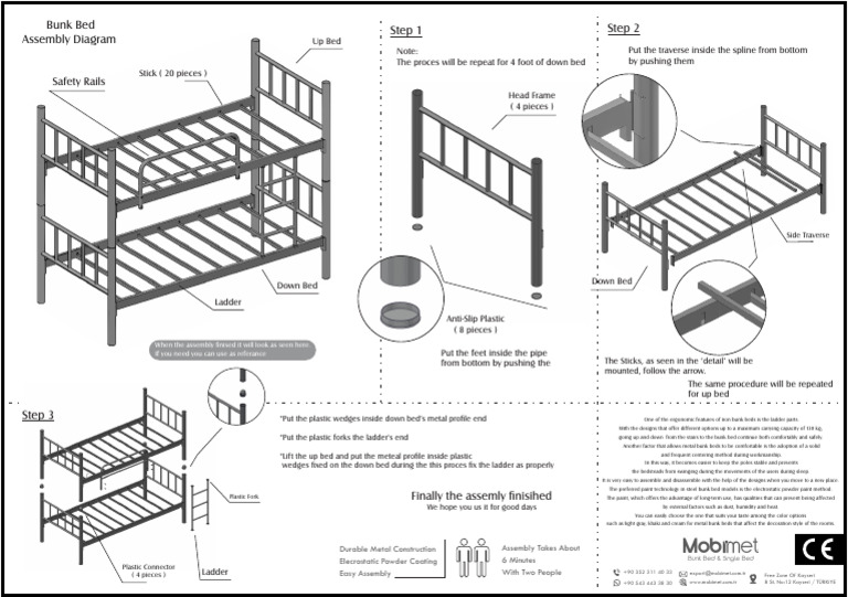 Ergonomic Metal Bunk Bed Assembly Guide | PDF | Bed