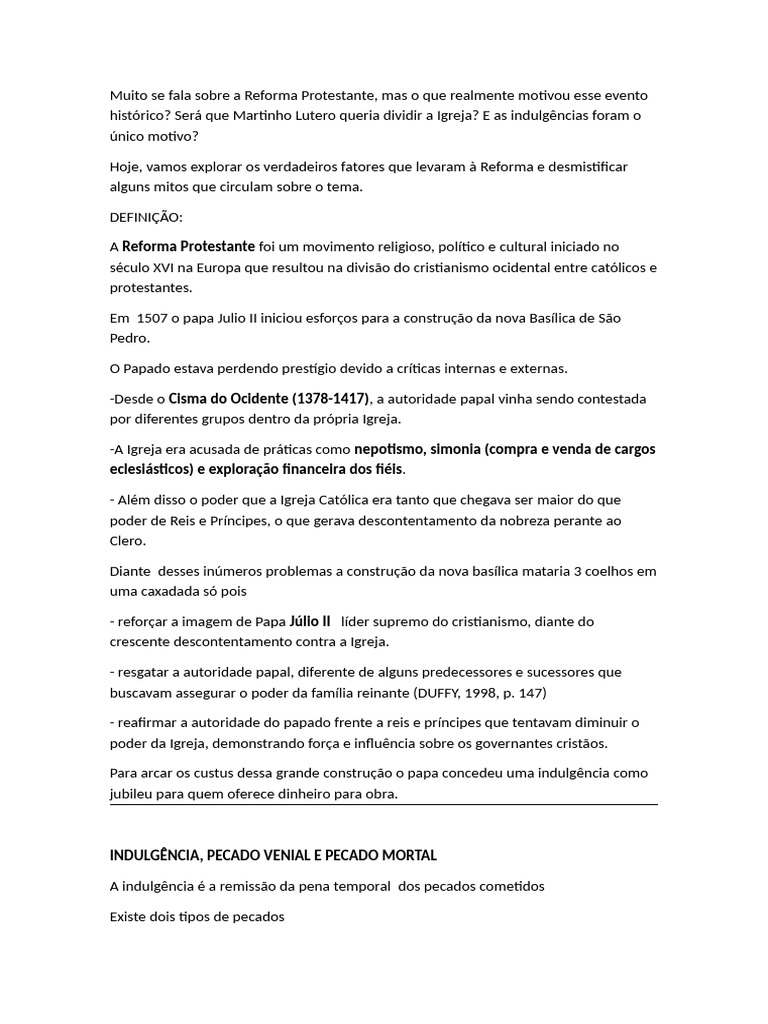 Indulgências e a Reforma Protestante | PDF | Indulgência | Purgatório