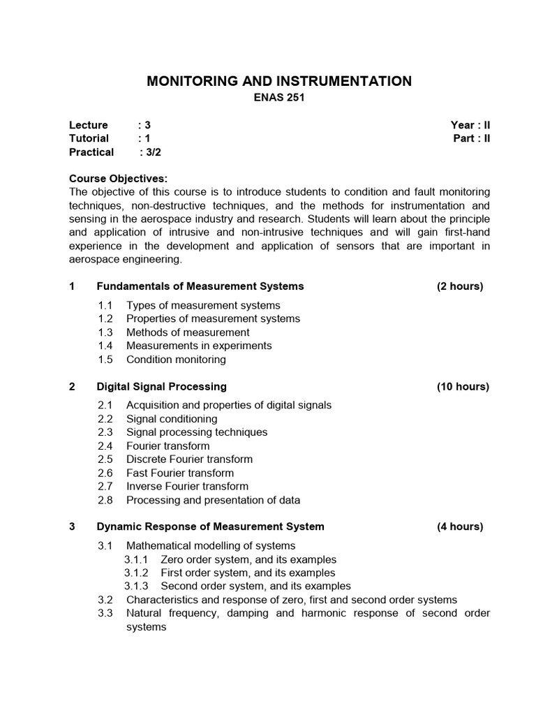 AS 251 MONITORING AND INSTRUMENTATION | PDF | Pressure Measurement ...