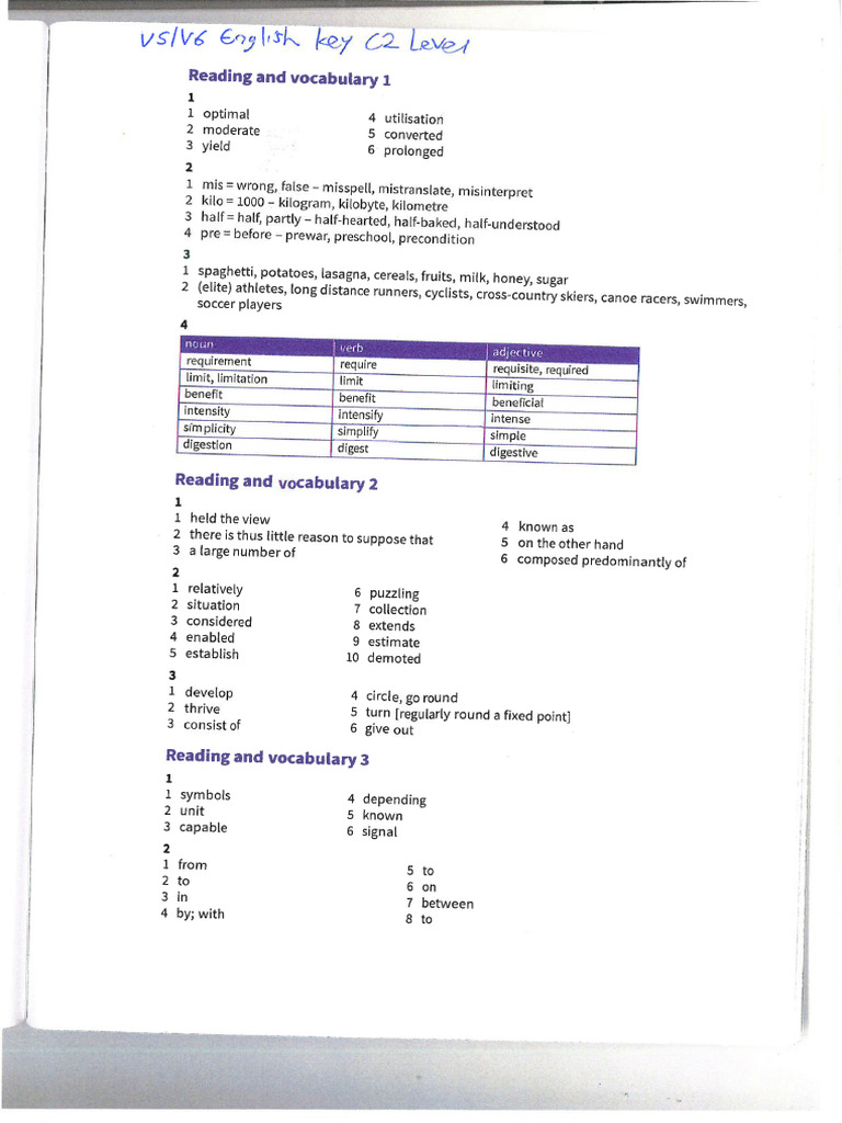 Key Worksheet English C2 Level Reading and Vocabulary | PDF