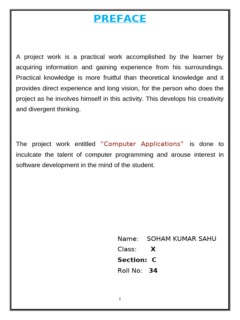 Computer Applications Project Overview | PDF | Learning