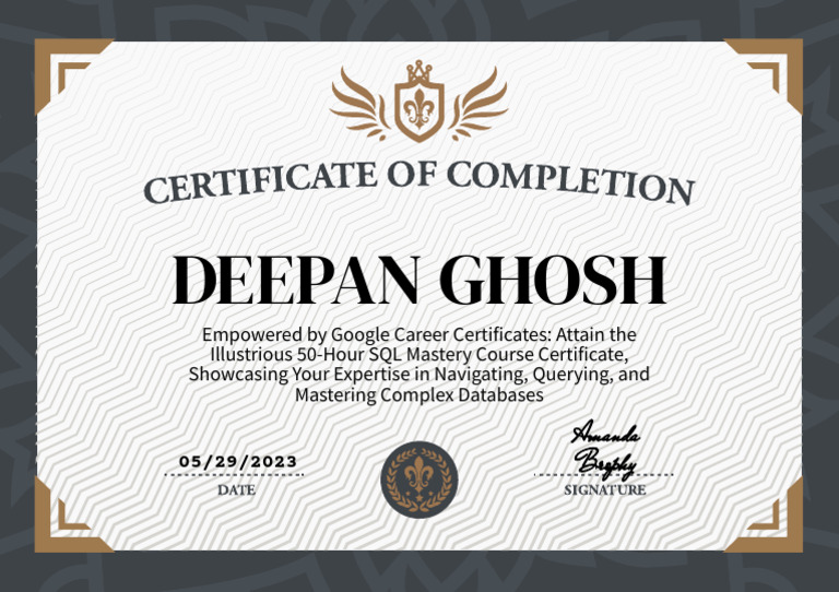 SQL Mastery Course Certificate Guide | PDF