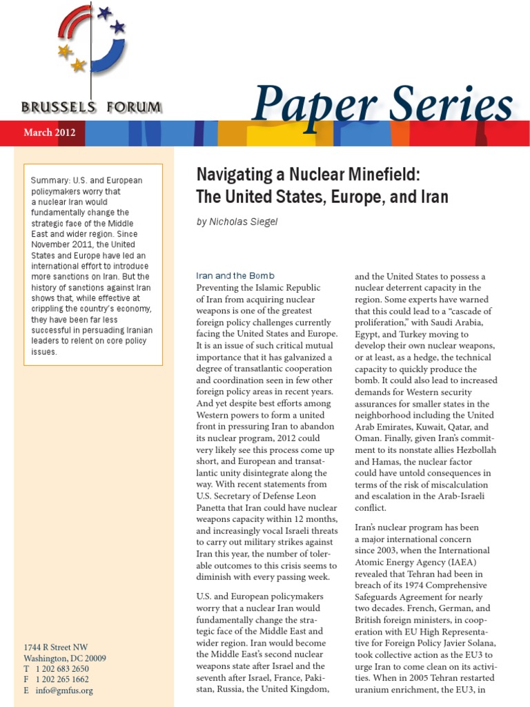 Navigating A Nuclear Minefield: The United States, Europe, and Iran ...
