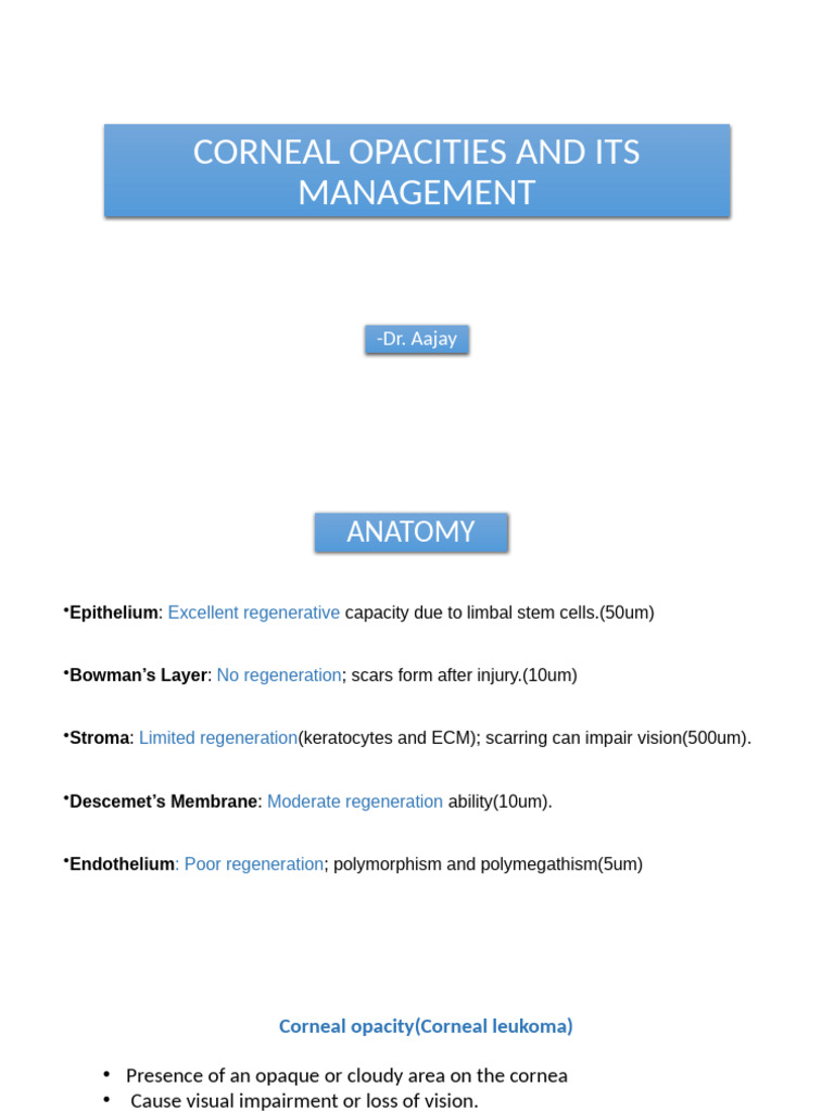Corneal Opacities: Causes & Treatments | PDF | Cornea | Clinical Medicine
