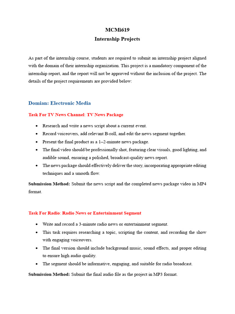 Internship Projects Electronic Media 2 | PDF | News | Signature