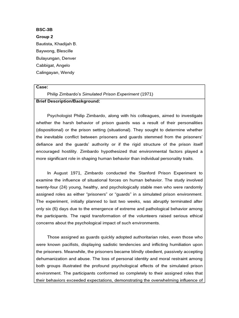 G2 Philip Zimbardo Simulated Prison Experiment 1971 | PDF | Experiment ...