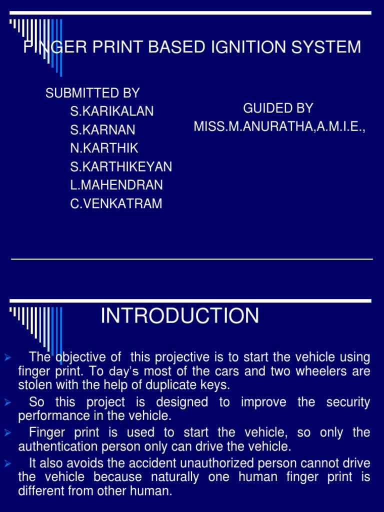 Finger Print Based Ignition System | PDF