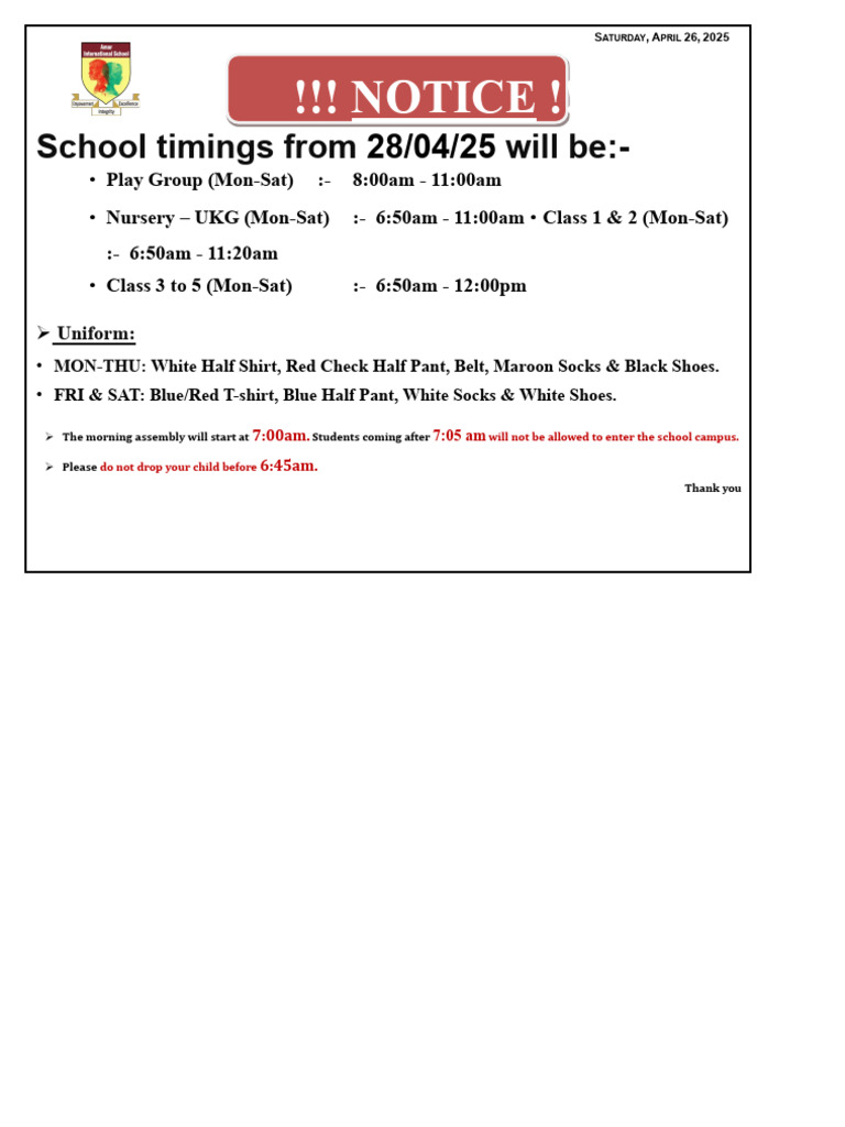 Special Time Notice | PDF
