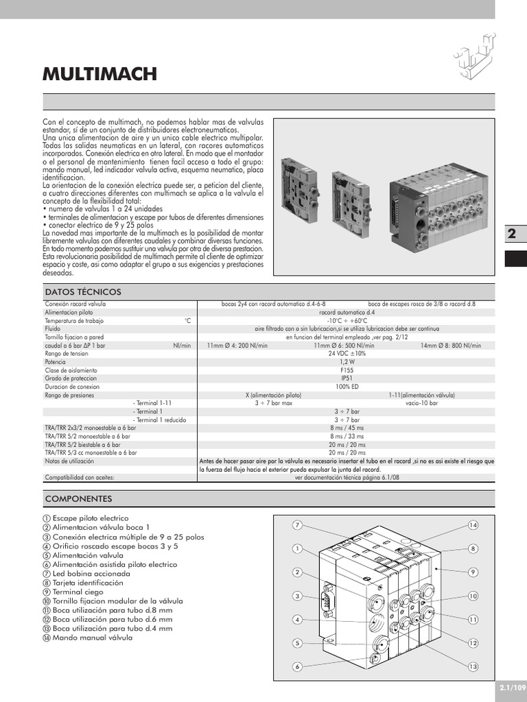 Multimach: Distribuidores Electroneumáticos | PDF | Amarillo | Tecnicas ...