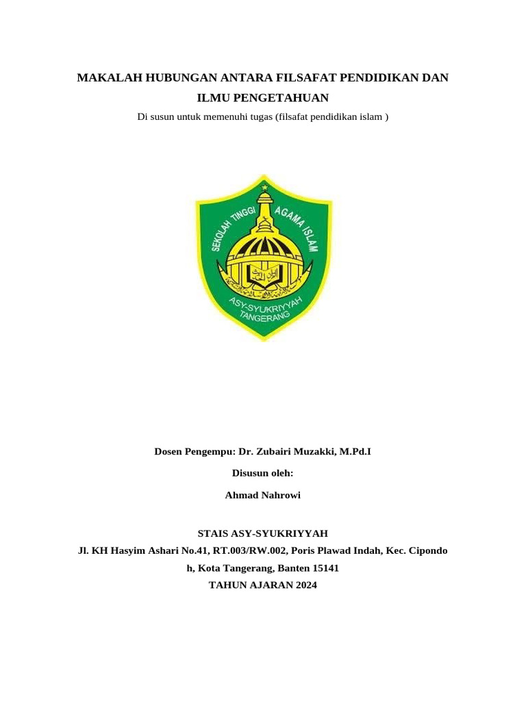 Filsafat Pendidikan dan Ilmu Pengetahuan | PDF