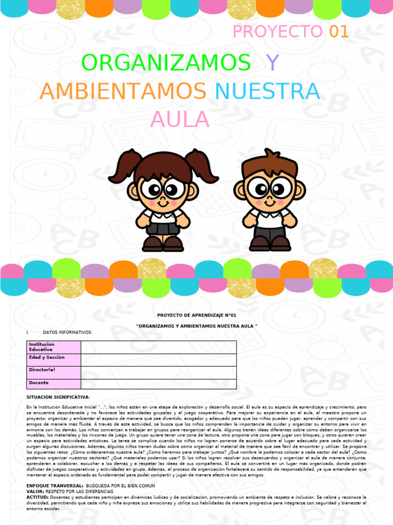 Proyecto de Aprendizaje #1 Abril - Unidocente | PDF | Aprendizaje ...
