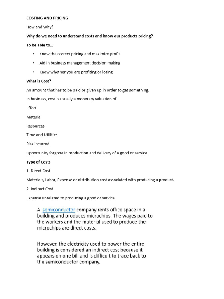 Understanding Cost and Pricing Strategies | PDF | Pricing | Cost