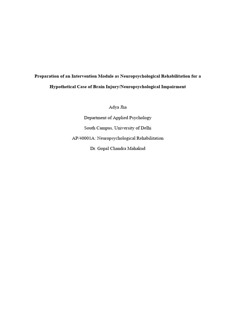 NPR Intervention Module | PDF | Neuropsychology | Neuropsychological ...