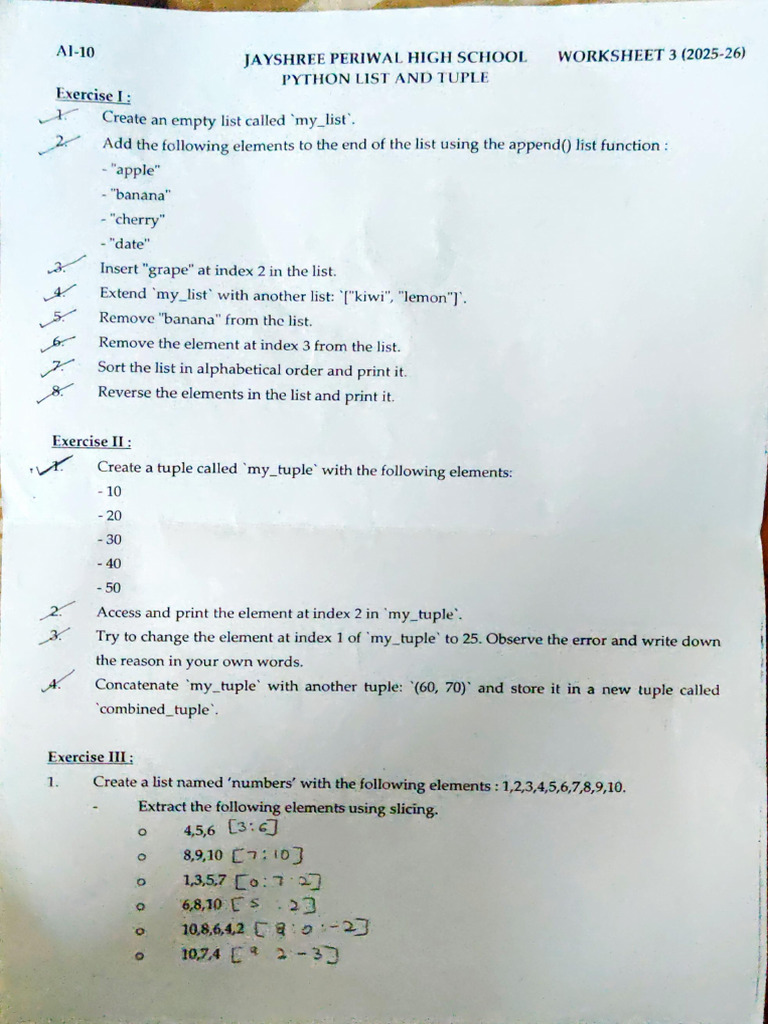 AI Worksheets for Python Programming | PDF | Fruit