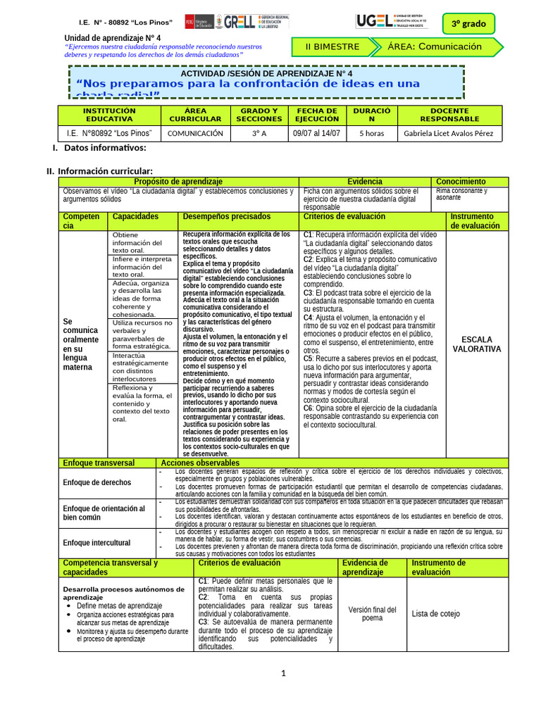 Sesion4 - U4 | PDF | Enseñando | Aprendizaje