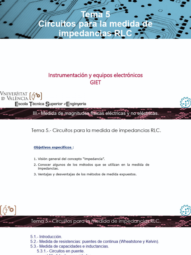 Medida de Impedancias RLC en Puentes | PDF | Resistencia Eléctrica y ...