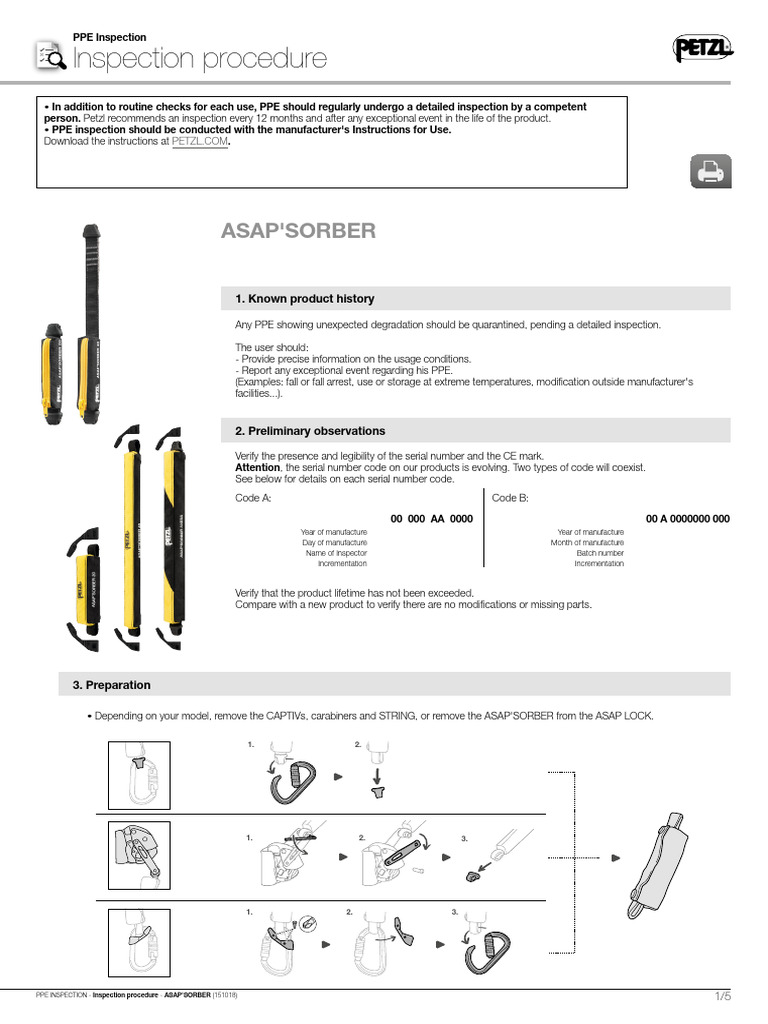 PPE Inspection Procedure for ASAP'SORBER | PDF