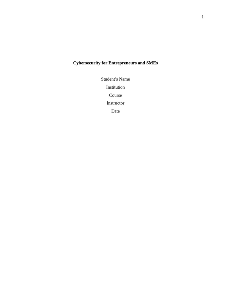Cybersecurity Essentials for Entrepreneurs | PDF | Security | Computer ...