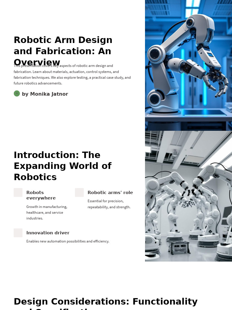 Robotic Arm Design and Fabrication An Overview | PDF | Robotics | Actuator