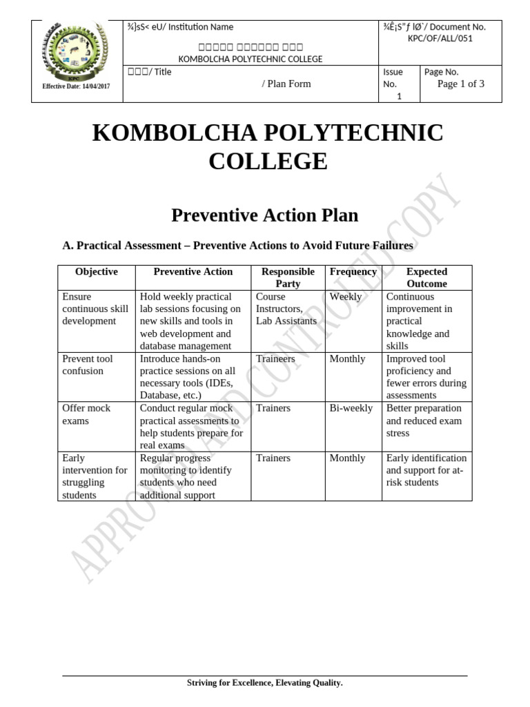 KPC-OF-ALL-051 - Preventive Action | PDF